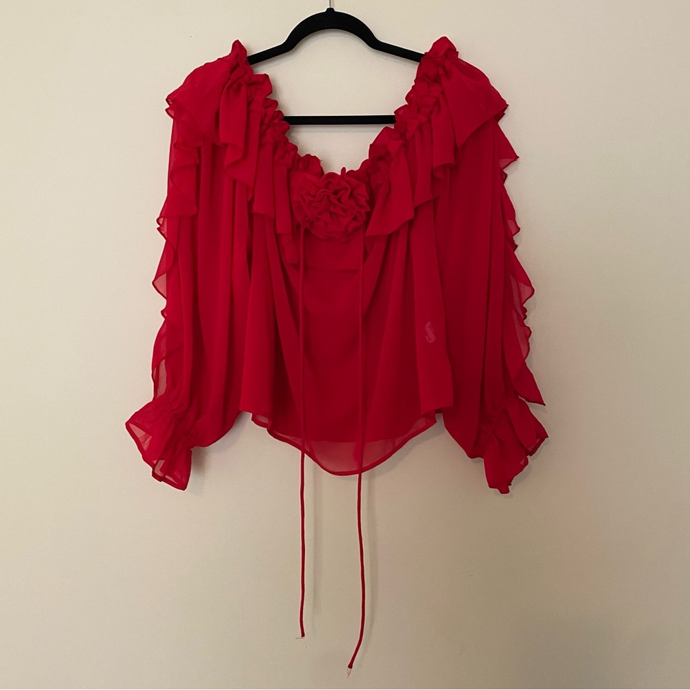 Live 4 Truth Women’s Ruffled Cropped Blouse Size L